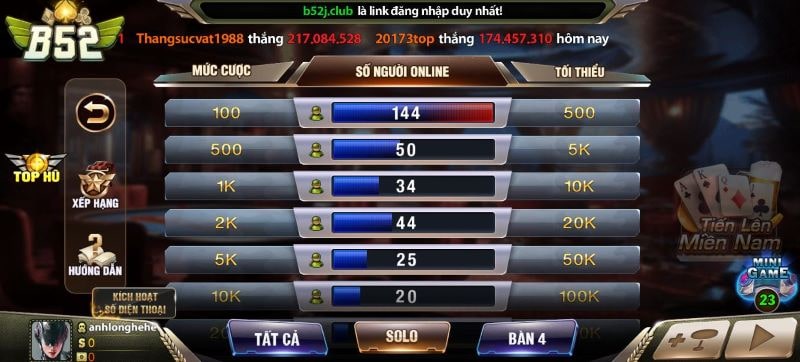 Cách chơi tiến lên tại B52